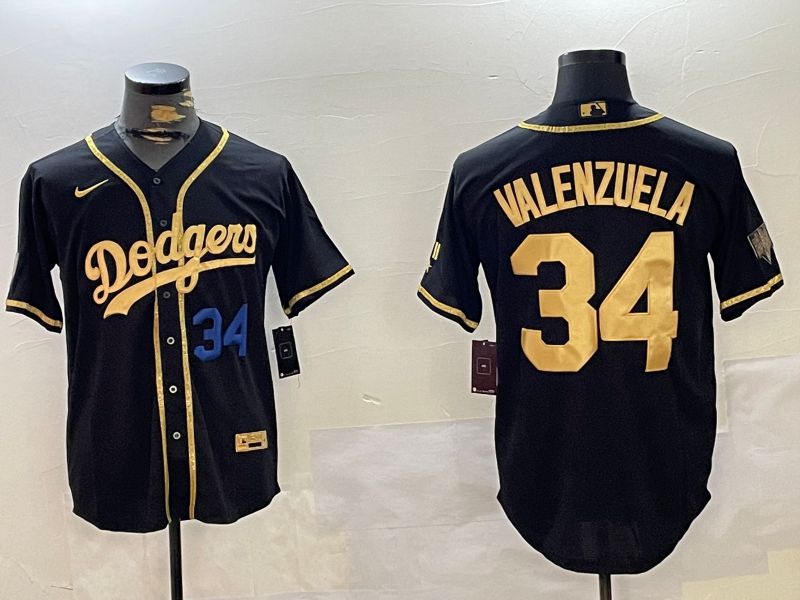 Men Los Angeles Dodgers #34 Valenzuela Black Gold Game 2024 Nike MLB Jersey style 10292->los angeles dodgers->MLB Jersey